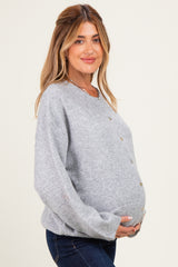 Heather Grey Long Sleeve Crew Neck Maternity Cardigan