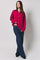 Raspberry Long Sleeve Crew Neck Cardigan