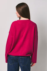 Raspberry Long Sleeve Crew Neck Cardigan