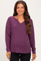 Plum Split Neck Oversized Brushed Knit Maternity Top