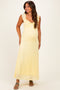 Yellow Textured Short Sleeve Sweetheart Maternity Maxi Dress