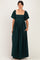 Hunter Green Square Neck Puff Sleeve Maxi Dress