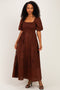 Dark Brown Lace Smocked Maxi Dress