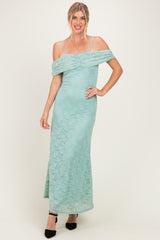 Seafoam Lace Off Shoulder Maxi Dress