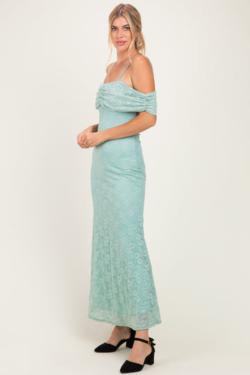 Seafoam Lace Off Shoulder Maxi Dress