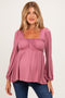 Mauve Long Sleeve Square Neck Maternity Blouse