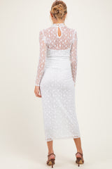 Ivory Lace Mock Neck Long Sleeve Maternity Maxi Dress