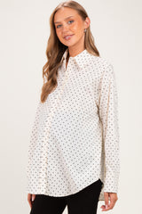 Ivory Polka Dot Oversized Button Down Maternity Shirt