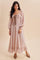 Primrose Brown Dot Smocked Ribbon Tie Ruffle Maxi Dress