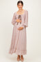 Primrose Brown Dot Smocked Ribbon Tie Ruffle Maternity Maxi Dress