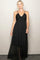 Black Crinkle Chiffon V-Neck Maxi Dress