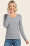 Blue Pinstriped Scoop Neck Henley Top