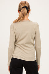 Light Olive Pinstriped Scoop Neck Maternity Henley Top