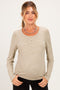 Light Olive Pinstriped Scoop Neck Maternity Henley Top