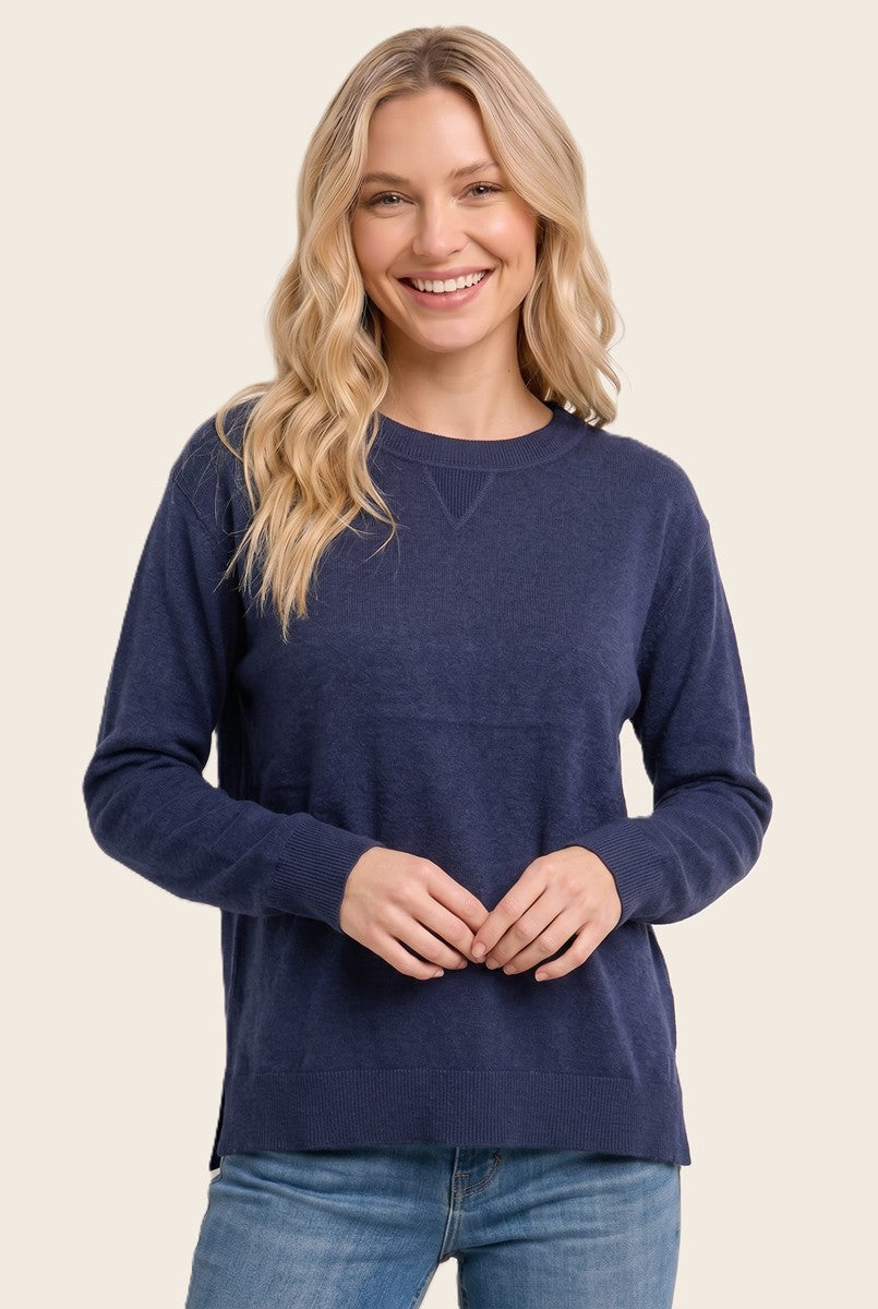 Indigo Solid Basic Sweater