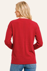 Red Solid Basic Sweater
