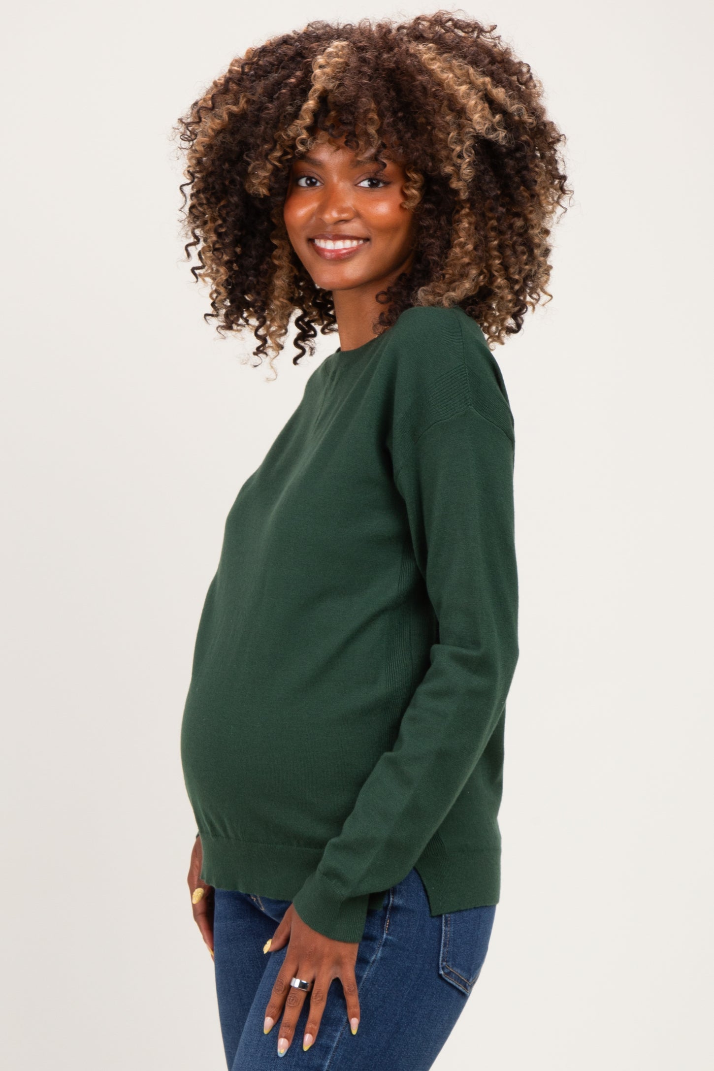Forest Solid Basic Maternity Sweater