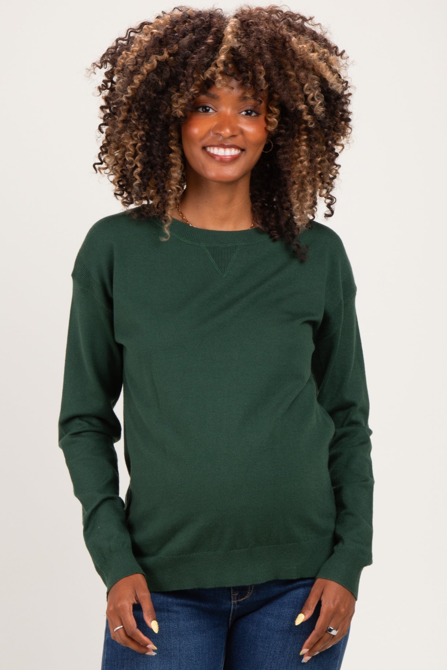 Forest Solid Basic Maternity Sweater