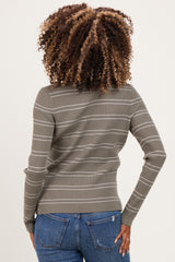Olive Ribbed Basic Striped Fitted Maternity Sweater