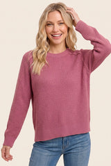 Pink Waffle Textured Sweater