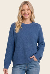 Blue Waffle Textured Maternity Sweater