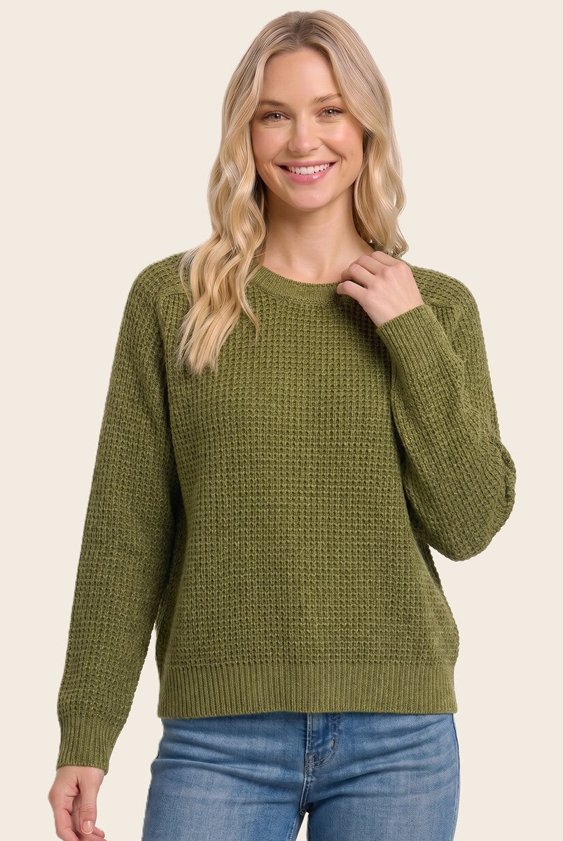 Matcha Waffle Textured Sweater