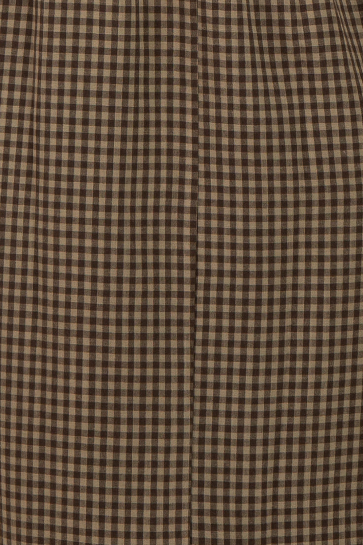 Brown Gingham Short Sleeve Maternity Midi Dress