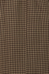 Brown Gingham Short Sleeve Maternity Midi Dress