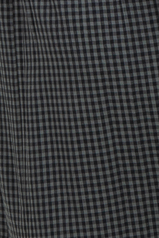 Charcoal Gingham Short Sleeve Midi Dress