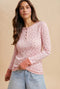 Soft Pink Floral Ribbed Henley Top