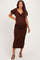 Brown Knit Twisted Bust Short Sleeve Maternity Midi Dress