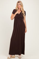 PinkBlush Brown Draped Nursing Maxi Dress