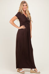 PinkBlush Brown Draped Nursing Maxi Dress