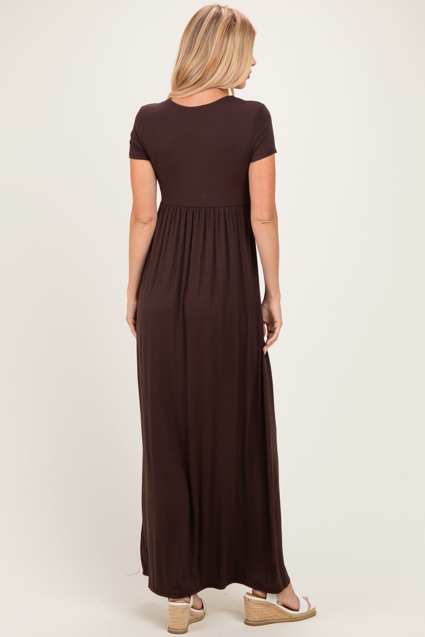 PinkBlush Brown Draped Nursing Maxi Dress