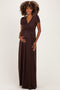 PinkBlush Brown Draped Maternity/Nursing Maxi Dress