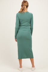 Olive Scoop Neck Long Sleeve Maternity Midi Dress