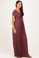 PinkBlush Red Brown Draped Nursing Maxi Dress
