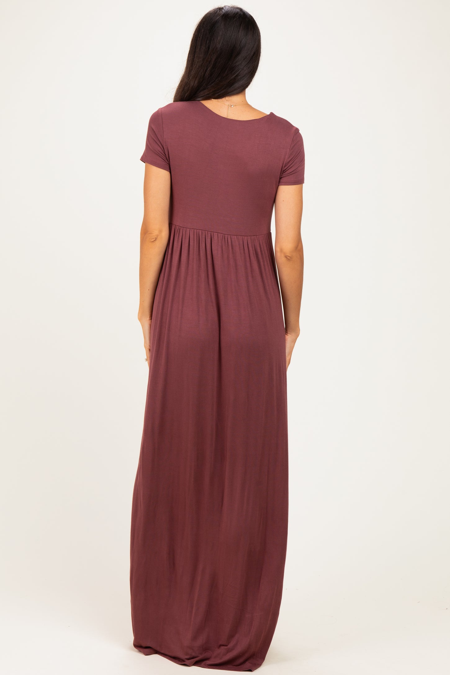 PinkBlush Red Brown Draped Nursing Maxi Dress