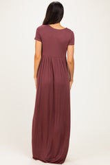 PinkBlush Red Brown Draped Nursing Maxi Dress