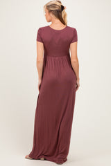 PinkBlush Red Brown Draped Maternity/Nursing Maxi Dress