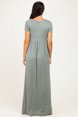 PinkBlush Teal Draped Nursing Maxi Dress