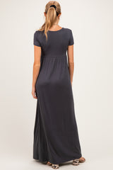 PinkBlush Charcoal Draped Maternity/Nursing Maxi Dress
