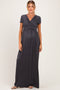 PinkBlush Charcoal Draped Maternity/Nursing Maxi Dress