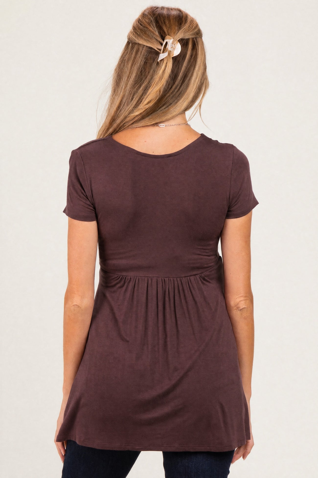 PinkBlush Brown Draped Front Maternity Nursing Top