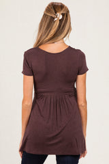 PinkBlush Brown Draped Front Maternity Nursing Top