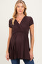 PinkBlush Brown Draped Front Maternity Nursing Top