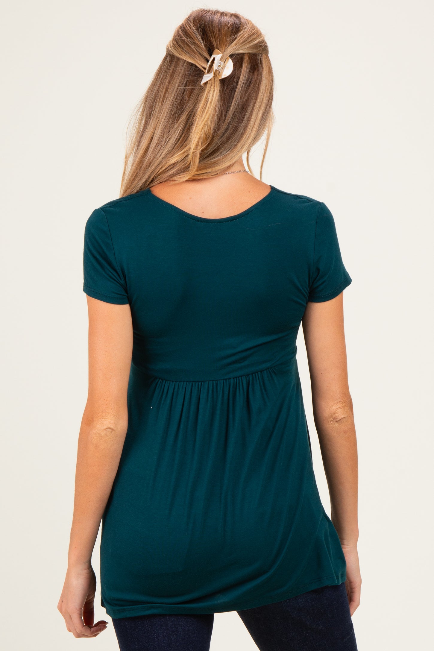 PinkBlush Hunter Green Draped Front Maternity Nursing Top