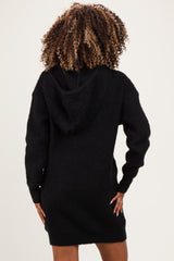 Black Chunky Waffle Knit Hooded Maternity Tunic Dress