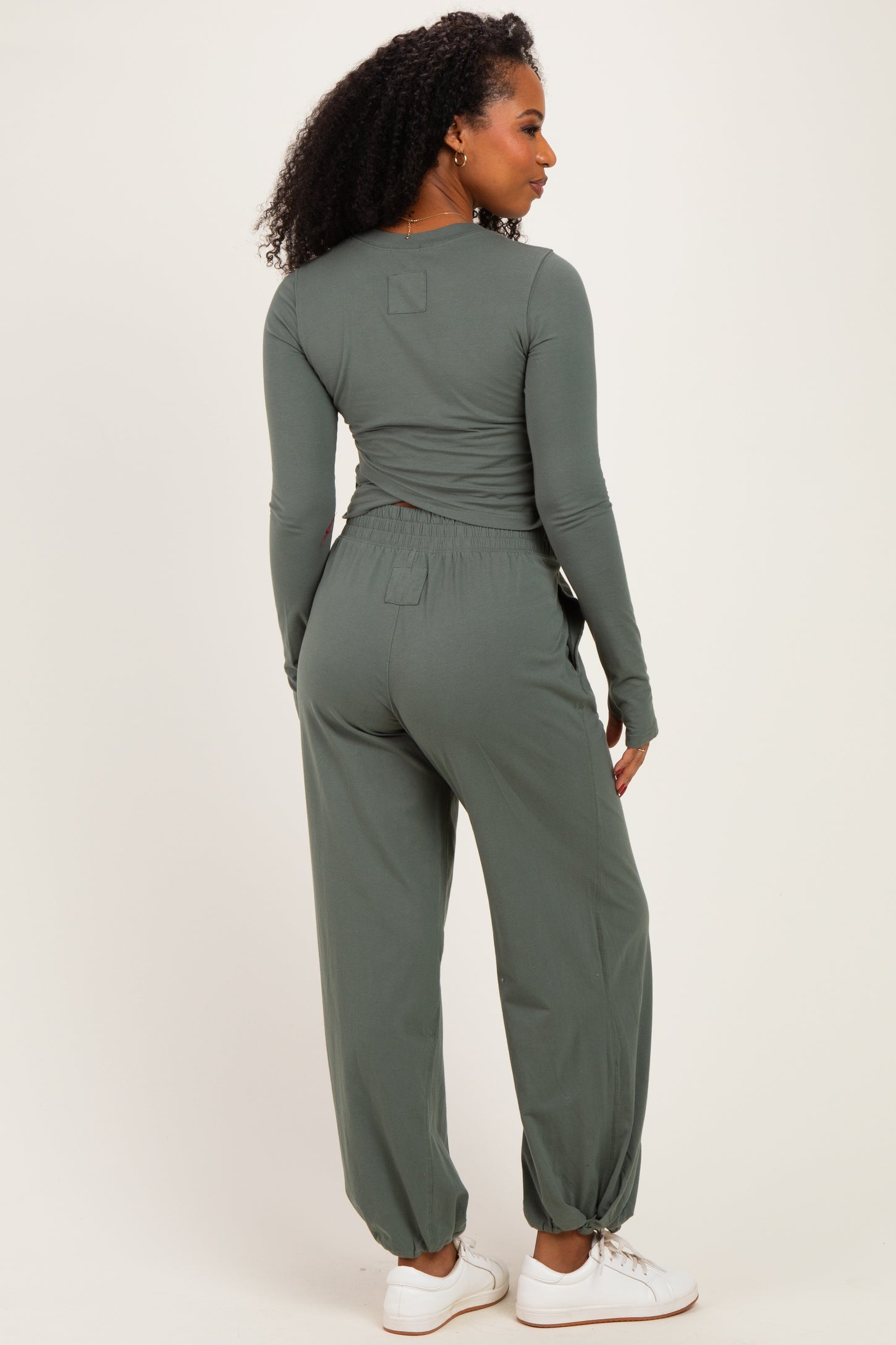 Smoky Fern Cropped Long Sleeve Pant Set