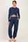 Smoky Navy Cropped Long Sleeve Pant Maternity Set